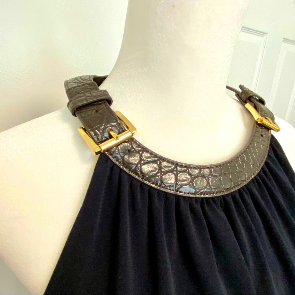 🧜🏼♀️ Michael Kors Bodycon Snakeskin Buckle Halter Dress - Picture 8 of 9